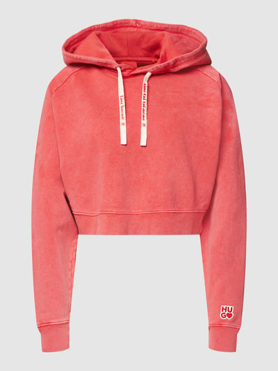 HUGO Cropped Hoodie mit Label-Stitching Modell 'Dimalaya' Hellrot 2