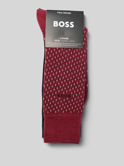 Produktfoto, Socken aus Baumwoll-Mix im 2er-Pack von BOSS, rot und schwarz, feines Muster, Herren Socken von BOSS