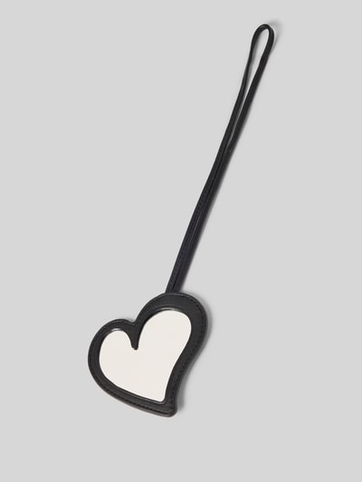 Produktfoto, Taschenanhänger mit Spiegel Modell 'HEART MIRROR PENDANT' von LIEBESKIND BERLIN, kształt serca, lustrzany efekt, czarny pasek