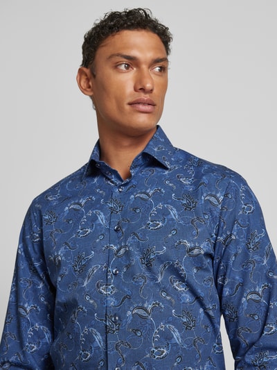 OLYMP Modern fit zakelijk overhemd met paisleymotief, model 'GLOBAL KENT' Marineblauw - 3