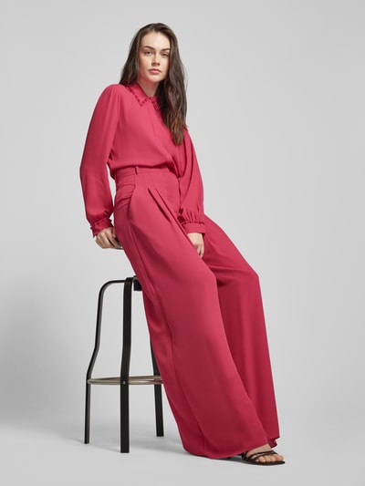 Marc Cain Wide leg stoffen broek met bandplooien Fuchsia - 1