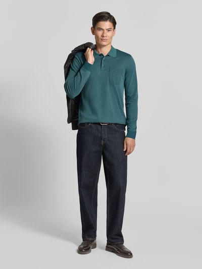 Christian Berg Men Koszulka polo o kroju regular fit z domieszką bawełny Lazurowy 1