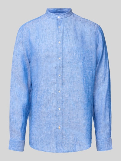 Christian Berg Men Regular fit linnen overhemd met opstaande kraag Koningsblauw - 2