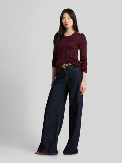 Lauren Ralph Lauren pullover in slim fit van katoen- en viscosemix Bordeaux - 1