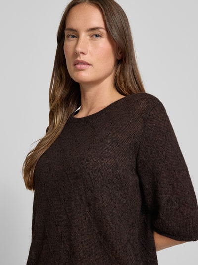 Milano Italy Strickshirt mit Rundhalsausschnitt und 1/2-Arm Schoko 3