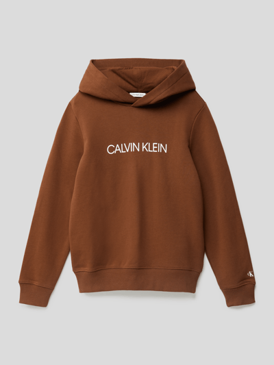 Calvin Klein Jeans Hoodie mit Label-Print Mittelbraun 1