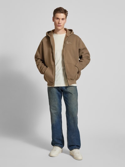 KARL KANI Sweatjacke mit Label-Stitching Khaki 1