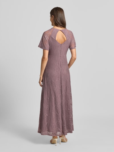 Vila Długa sukienka z koronki z okrągłym dekoltem Fiołkoworóżowy 5