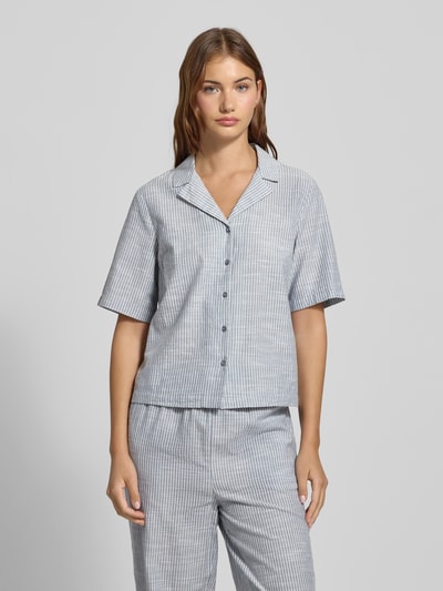 Pieces Regular fit overhemdblouse van een mix van katoen en linnen, model 'PIA' Blauw - 4