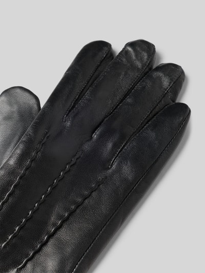 FI.NE Rękawiczki z imitacji skóry Czarny 3