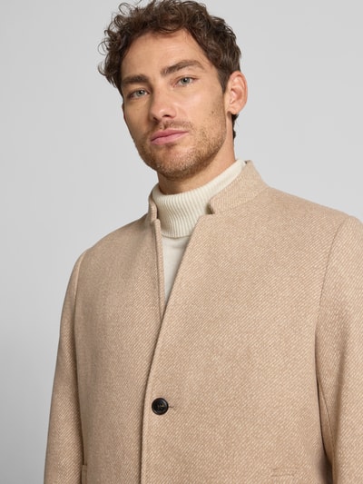 Tom Tailor Denim Regular fit wollen lange jas met all-over motief  Beige - 3