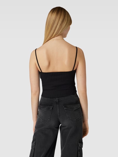 Calvin Klein Jeans Top krótki z prążkowaniem Czarny 5