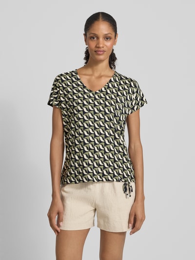 Betty Barclay T-shirt ze wzorem na całej powierzchni i dekoltem w serek Granatowy 4