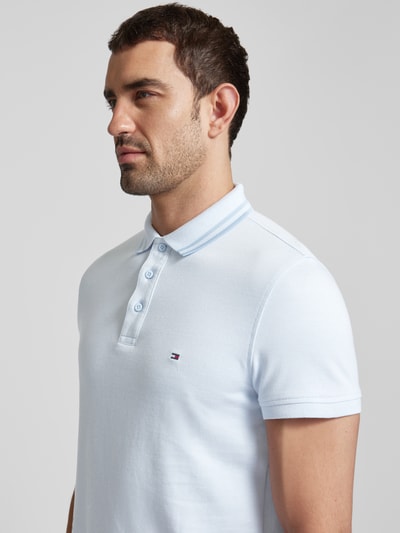 Tommy Hilfiger Koszulka polo o kroju slim fit z wyhaftowanym logo model ‘PRETWIST MOULINE’ Jasnoniebieski 3