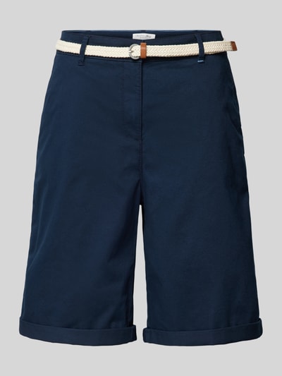 Christian Berg Woman Bermudas in unifarbenem Design mit Gürtel Dunkelblau 2