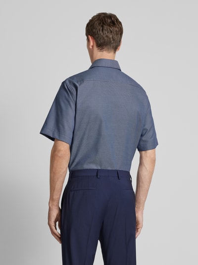 Eterna Comfort fit zakelijk overhemd met all-over motief Marineblauw - 5