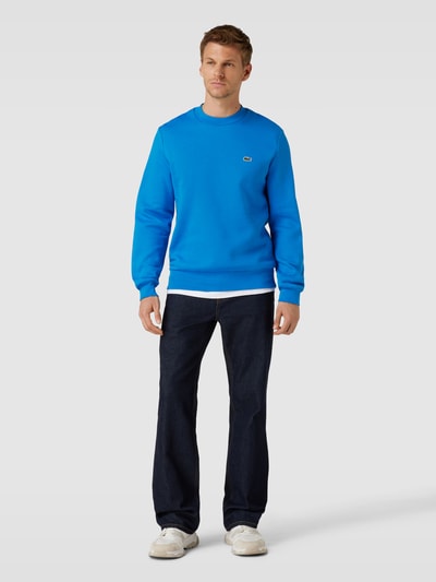 Lacoste Sweatshirt in unifarbenem Design mit Label-Stitching Royal 1