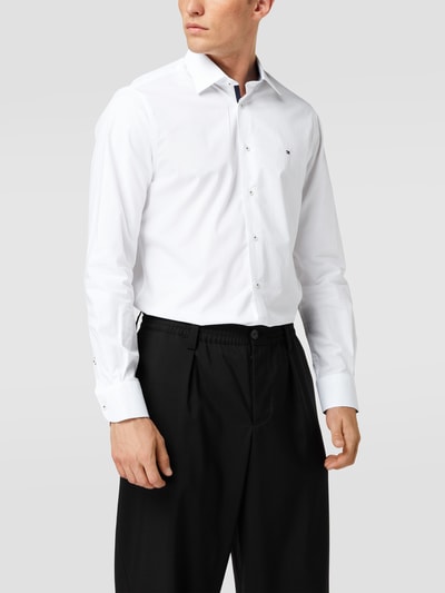 Tommy Hilfiger Tailored Business-Hemd mit Logo-Stitching Weiss 4