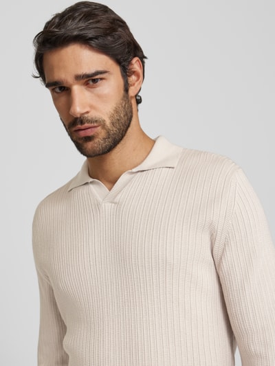 JOOP! Collection Strickpullover mit V-Ausschnitt Modell 'Sachar' Beige 3