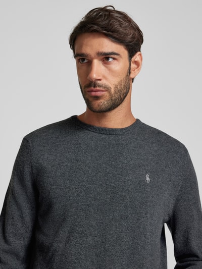 Polo Ralph Lauren Strickpullover aus Lanawolle mit Rundhalsausschnitt Dunkelgrau Melange 3