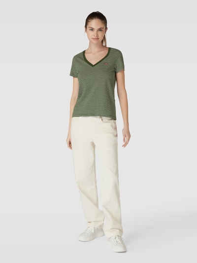 Levi's® T-shirt met streepmotief, model 'ANNALISE' Rietgroen - 1