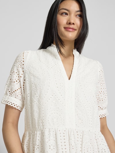 YAS Minikleid mit Lochstickerei Modell 'Holi' Weiss 3