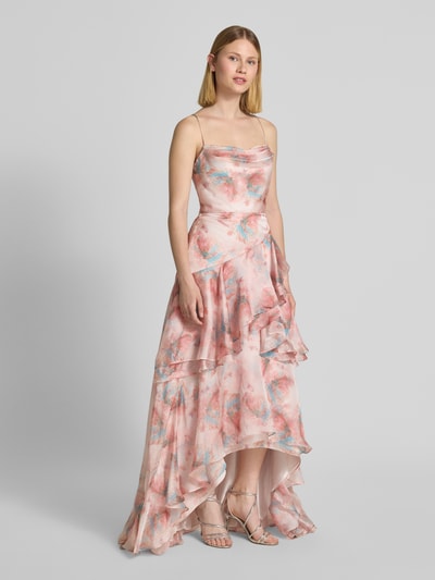 Luxuar Abendkleid mit Spaghettiträger Apricot 1