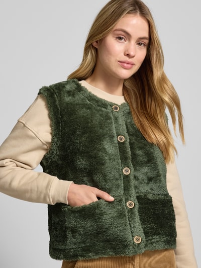 Christian Berg Woman Kamizelka z sztucznego futra z okrągłym dekoltem Oliwkowy 3