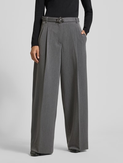 Liu Jo White Stoffhose mit weitem Bein und Bügelfalten Mittelgrau Melange 4