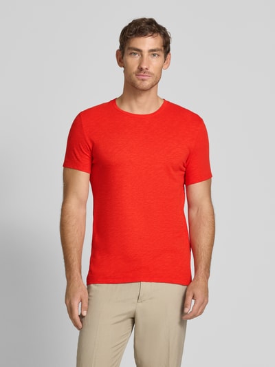 American Vintage T-shirt met geribde ronde hals, model 'BYSAPICK' Rood - 4