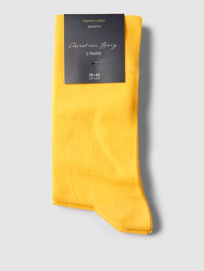 Christian Berg Men Socken im unifarbenen Design Hellgelb 3