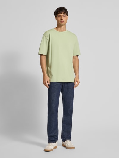 Lindbergh T-shirt o kroju oversized z okrągłym, prążkowanym dekoltem Jasnozielony 1