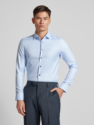 Jake*s Super Slim Fit Business-Hemd mit Kentkragen Bleu 4