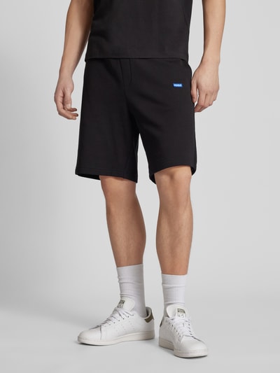 Hugo Blue Regular fit sweatshorts met labelpatch, model 'Nasensio' Zwart - 4