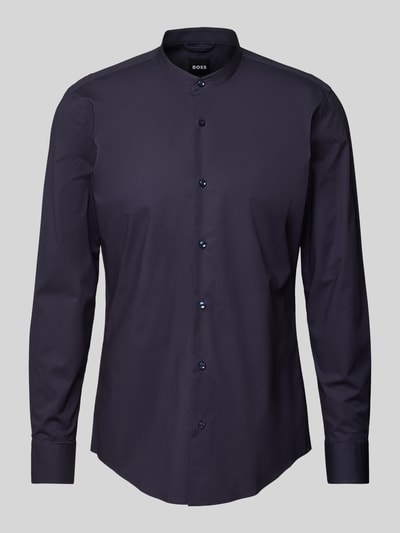 BOSS Slim Fit Business-Hemd mit Stehkragen Modell 'Hank' Marine 2