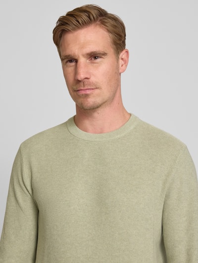 MCNEAL Gebreide pullover met ribboorden Rietgroen gemêleerd - 3