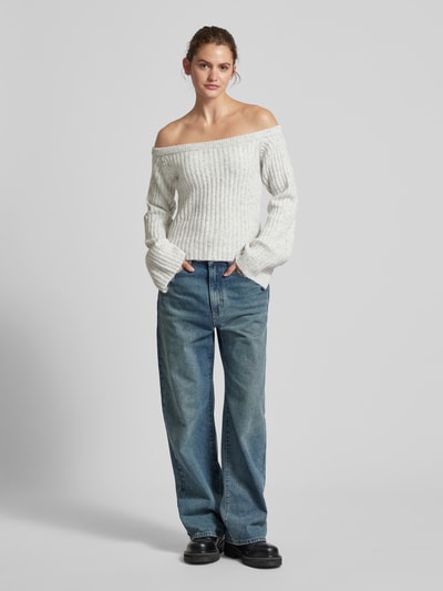 Gina Tricot Gebreide pullover in off shoulder-look Lichtgrijs - 1