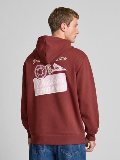 Dickies Hoodie met labelprint, model 'DONUT HOUSE' Bordeaux - 5