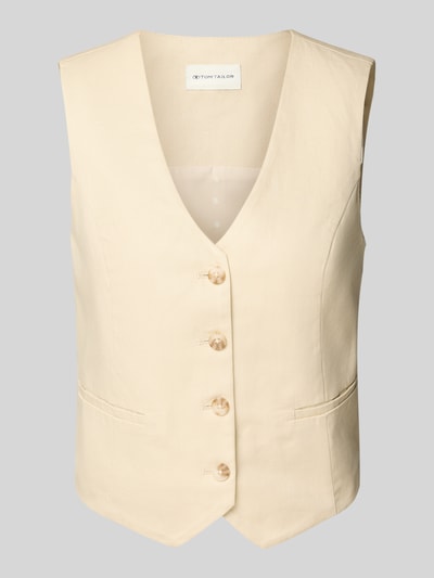 Tom Tailor Slim fit gilet van twill Beige - 2