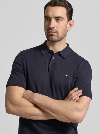 Tommy Hilfiger Regular Fit Strick-Poloshirt aus reiner Baumwolle Marine 3