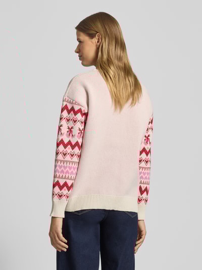 Only Sweter świąteczny o kroju relaxed fit z dwukolorowej dzianiny model ‘XMAS RAIN’ Różowy 5