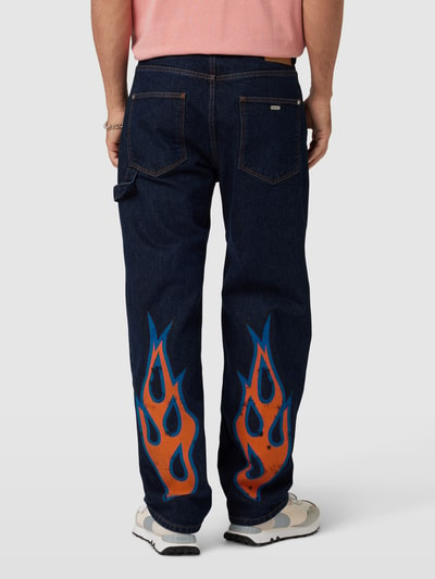 REVIEW Y2K Jeans mit FLAME Print Dunkelblau 5