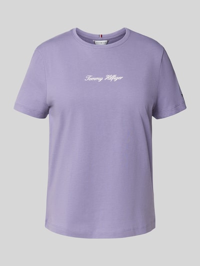 Tommy Hilfiger T-shirt o kroju regular fit z czystej bawełny Lawendowy 2