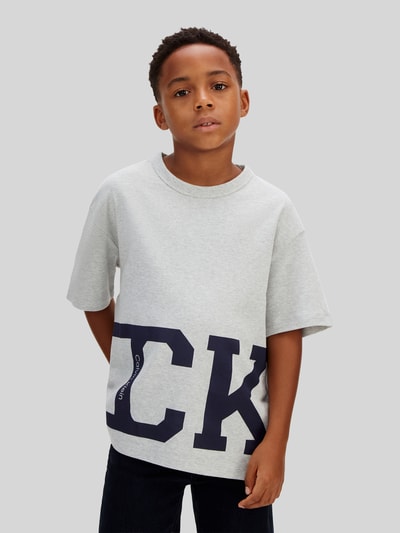 Calvin Klein Jeans Regular Fit T-Shirt aus reiner Baumwolle Mittelgrau Melange 4