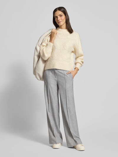 OPUS Strickpullover mit gerippten Abschlüssen Ecru 1