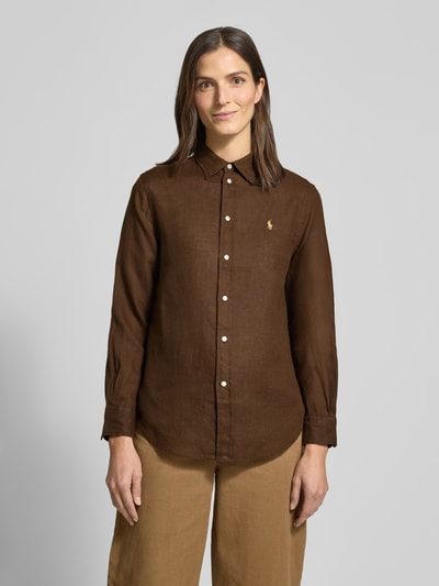 Polo Ralph Lauren Bluzka koszulowa z listwą guzikową Ciemnobrązowy 4