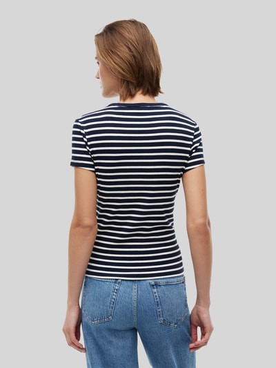 Tommy Jeans slim fit T-shirt van katoenmix in ribtricot Marineblauw - 5
