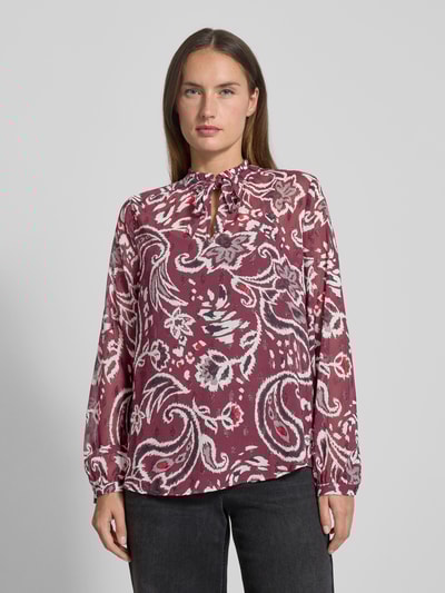 s.Oliver RED LABEL Regular Fit Langarmbluse mit Allover-Muster Bordeaux 4