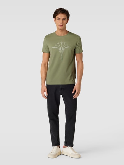 JOOP! Collection T-shirt met logoprint, model 'Alerio' Olijfgroen - 1