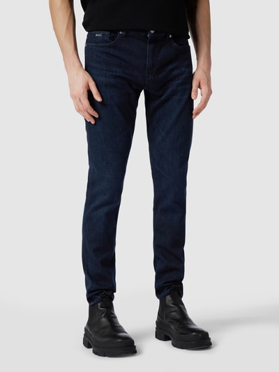 BOSS Slim Fit Jeans mit Stretch-Anteil Modell 'Delaware' Dunkelblau 4